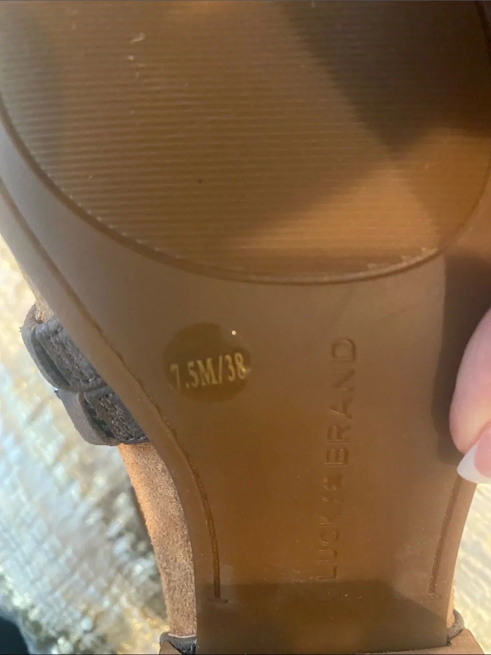 Lucky Brand Brown Studded Block Heel Sandals